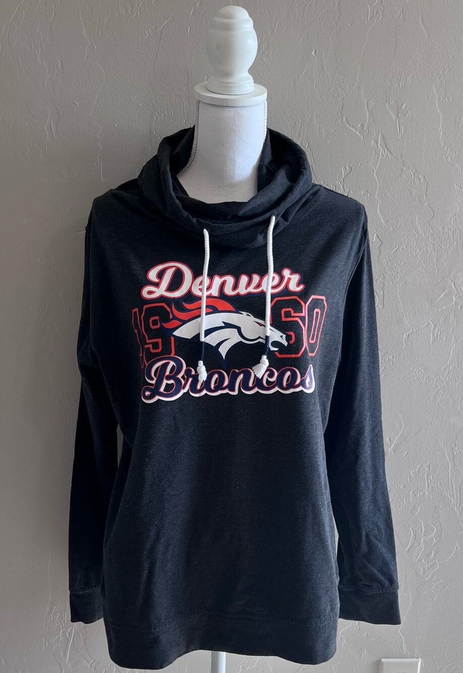 NFL Denver Broncos Gray Cowl Neck Sweater